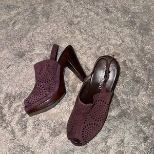 Cordani Burgundy Peep-Toe Mules